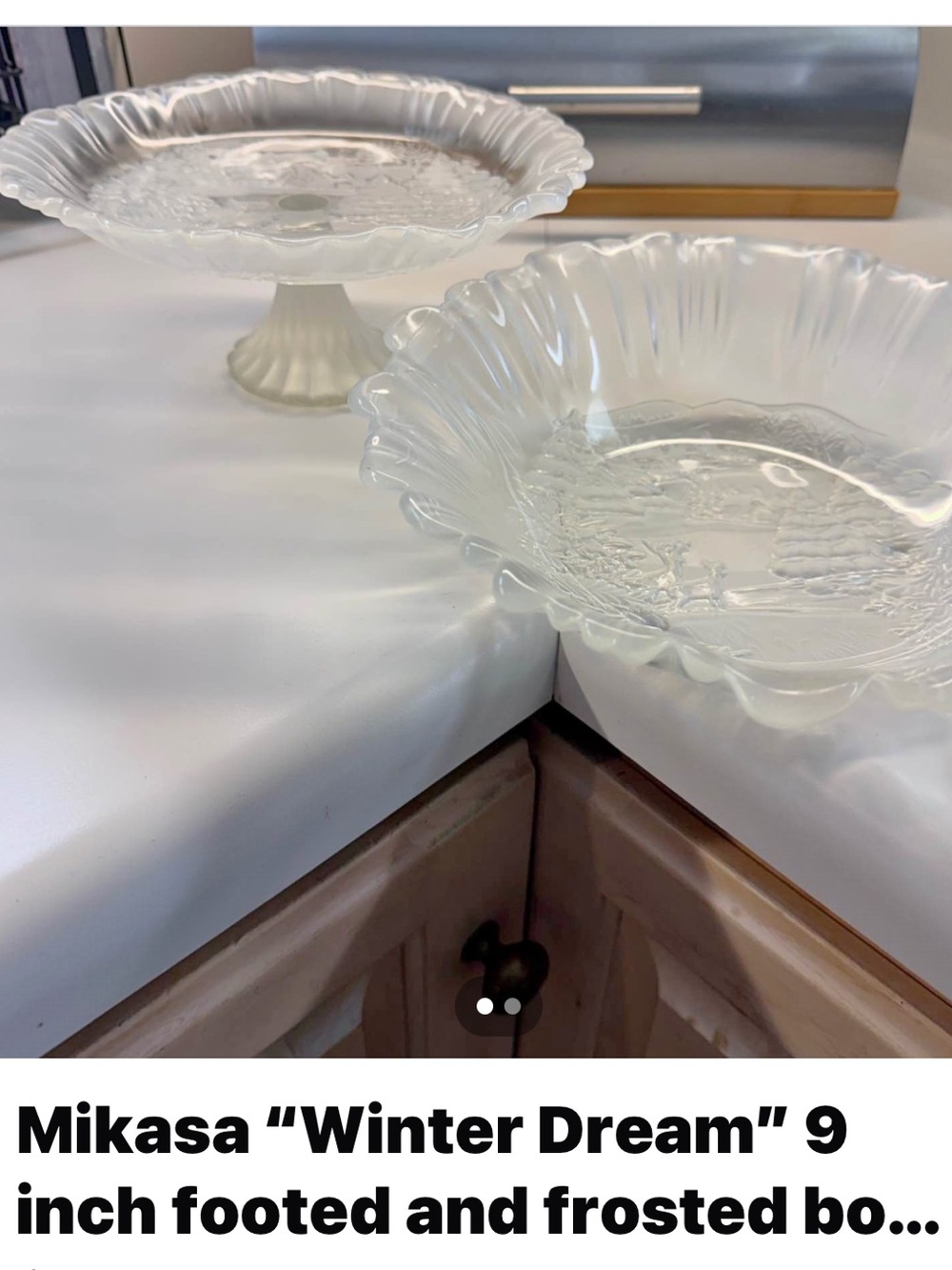Mikasa Frosted Glass Footed Bowl Set - White Frost
